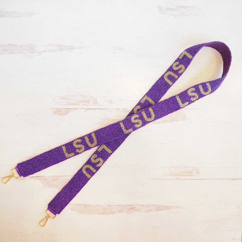 Beaded LSU Purse Strap Louisiana Collegiate